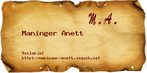 Maninger Anett névjegykártya